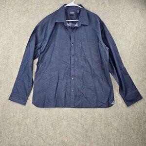 Van Heusen Mens Slim Fit Button Down Shirt Navy Blue XL Long Sleeve